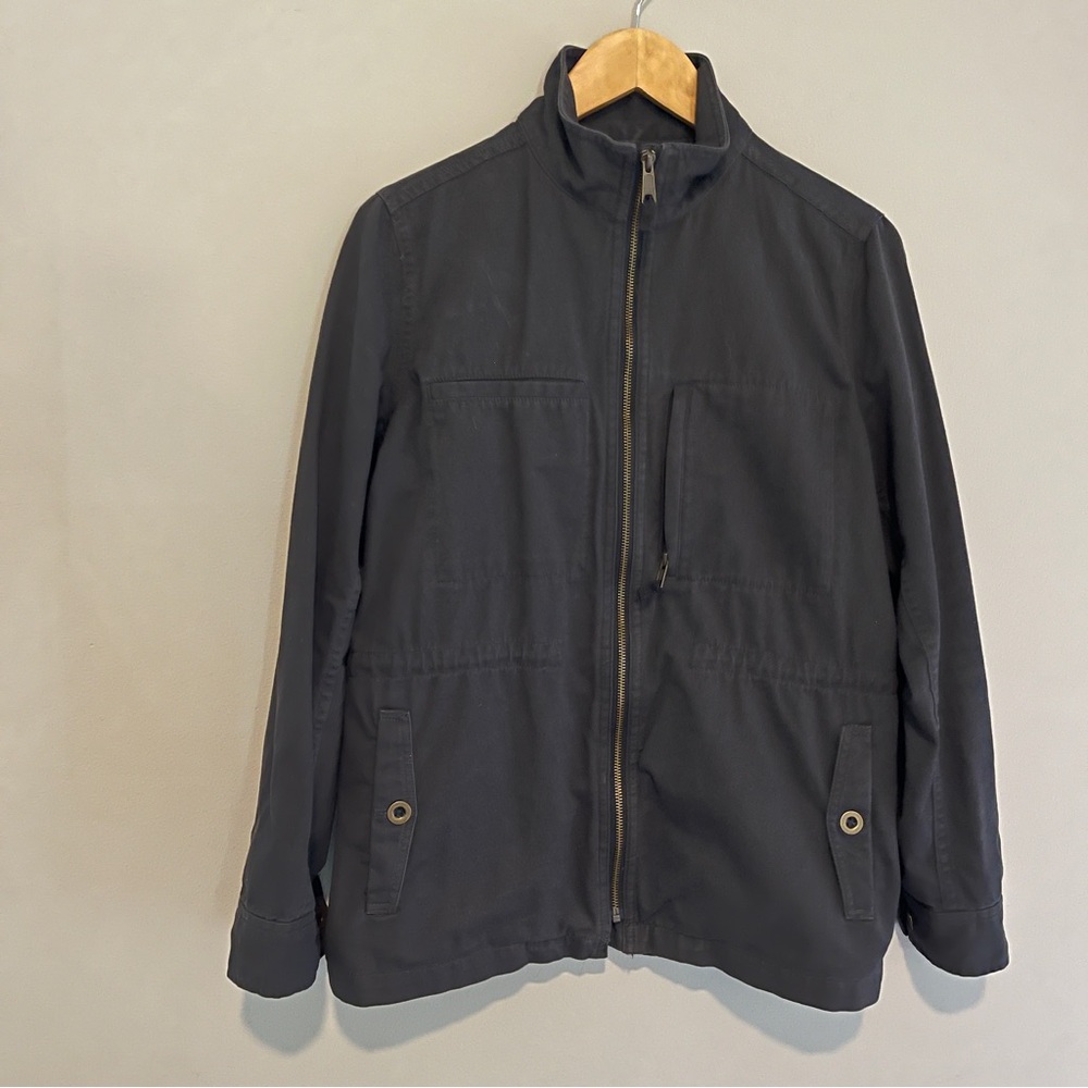 Garnet Hill Navy Blue Filed Chore Utility Jacket 100% Organic Cotton Size 8